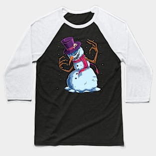 Spooky Snowman Baseball T-Shirt